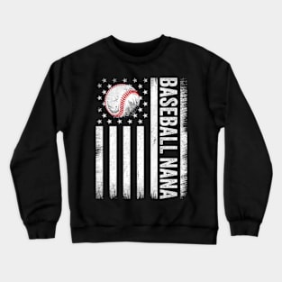 Baseball Nana Player American US Flag Patriotic 4th of July Crewneck Sweatshirt